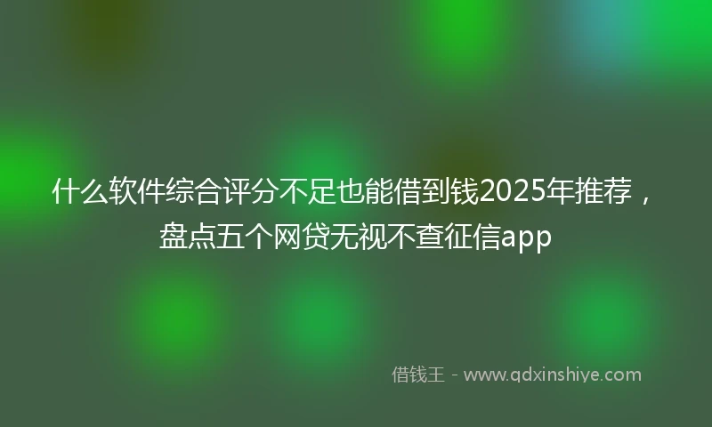 什么软件综合评分不足也能借到钱2025年推荐，盘点五个网贷无视不查征信app