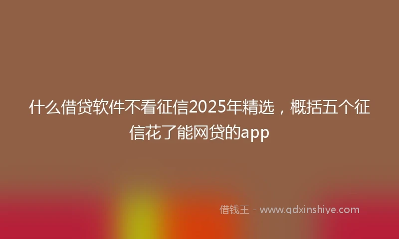 什么借贷软件不看征信2025年精选，概括五个征信花了能网贷的app