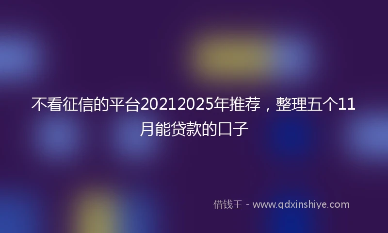 不看征信的平台20212025年推荐，整理五个11月能贷款的口子