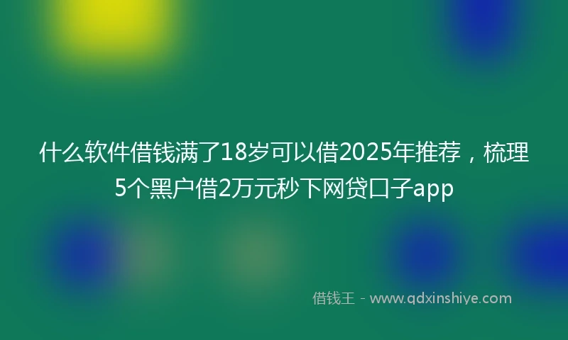 什么软件借钱满了18岁可以借2025年推荐，梳理5个黑户借2万元秒下网贷口子app
