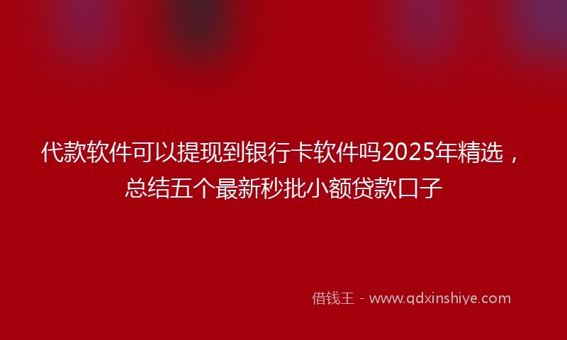 代款软件可以提现到银行卡软件吗2025年精选，总结五个最新秒批小额贷款口子
