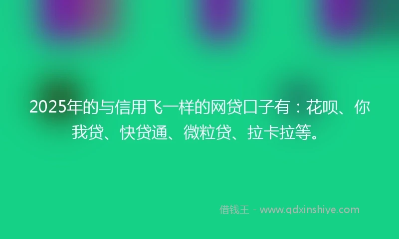 2025年的与信用飞一样的网贷口子有：花呗、你我贷、快贷通、微粒贷、拉卡拉等。