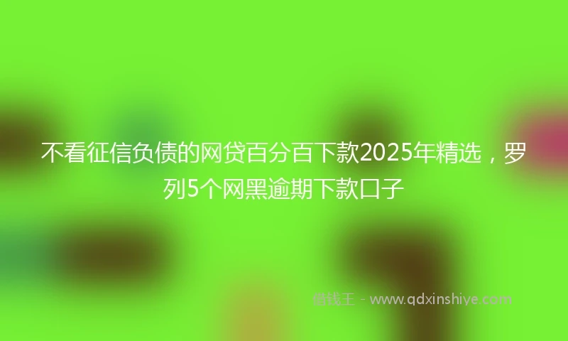 不看征信负债的网贷百分百下款2025年精选，罗列5个网黑逾期下款口子