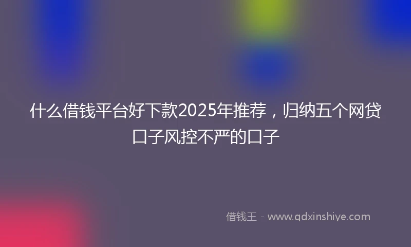 什么借钱平台好下款2025年推荐，归纳五个网贷口子风控不严的口子