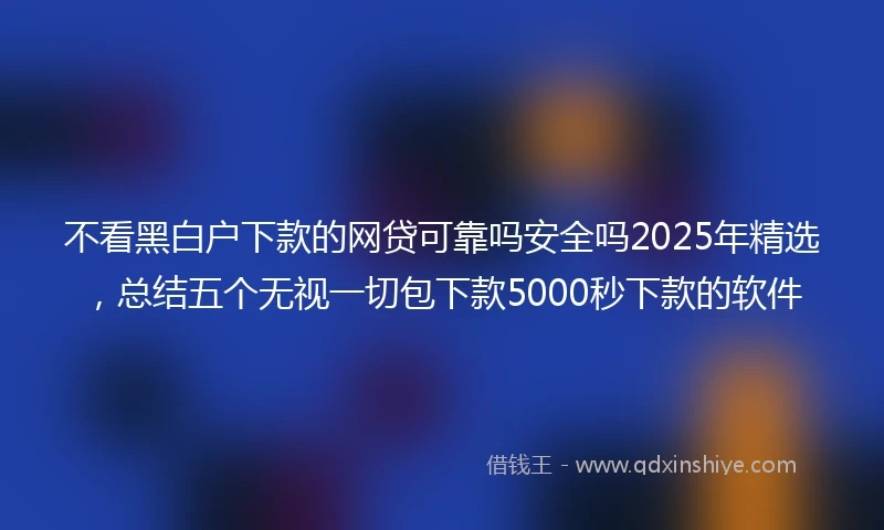 不看黑白户下款的网贷可靠吗安全吗2025年精选，总结五个无视一切包下款5000秒下款的软件
