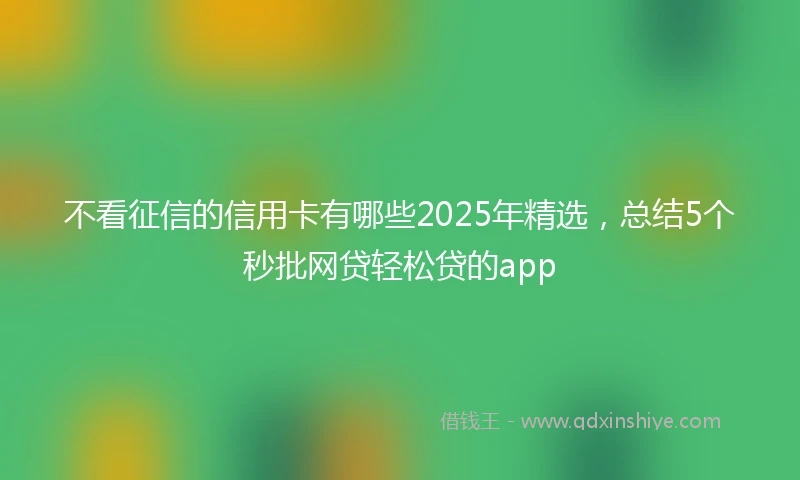 不看征信的信用卡有哪些2025年精选，总结5个秒批网贷轻松贷的app