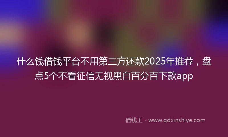 什么钱借钱平台不用第三方还款2025年推荐，盘点5个不看征信无视黑白百分百下款app