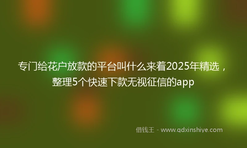 专门给花户放款的平台叫什么来着2025年精选，整理5个快速下款无视征信的app