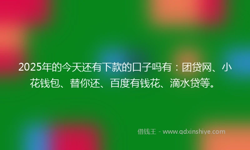 2025年的今天还有下款的口子吗有：团贷网、小花钱包、替你还、百度有钱花、滴水贷等。