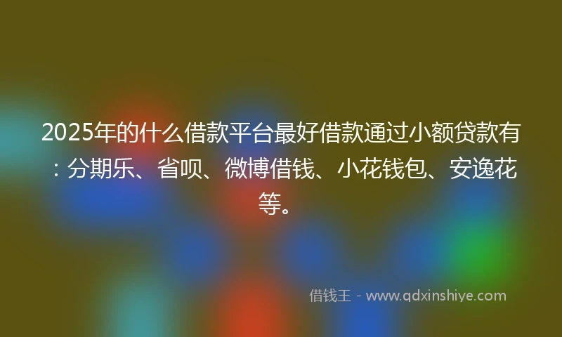 2025年的什么借款平台最好借款通过小额贷款有：分期乐、省呗、微博借钱、小花钱包、安逸花等。