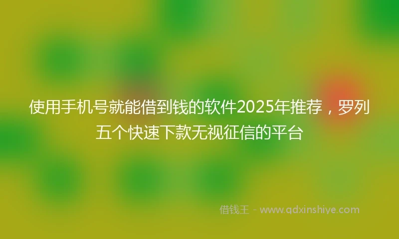 使用手机号就能借到钱的软件2025年推荐，罗列五个快速下款无视征信的平台
