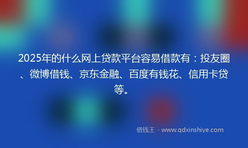 2025年的什么网上贷款平台容易借款有：投友圈、微博借钱、京东金融、百度有钱花、信用卡贷等。