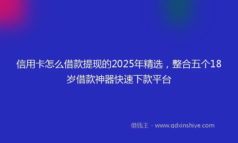 信用卡怎么借款提现的2025年精选，整合五个18岁借款神器快速下款平台