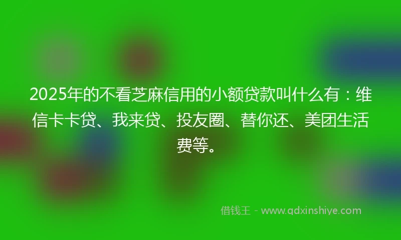 2025年的不看芝麻信用的小额贷款叫什么有：维信卡卡贷、我来贷、投友圈、替你还、美团生活费等。