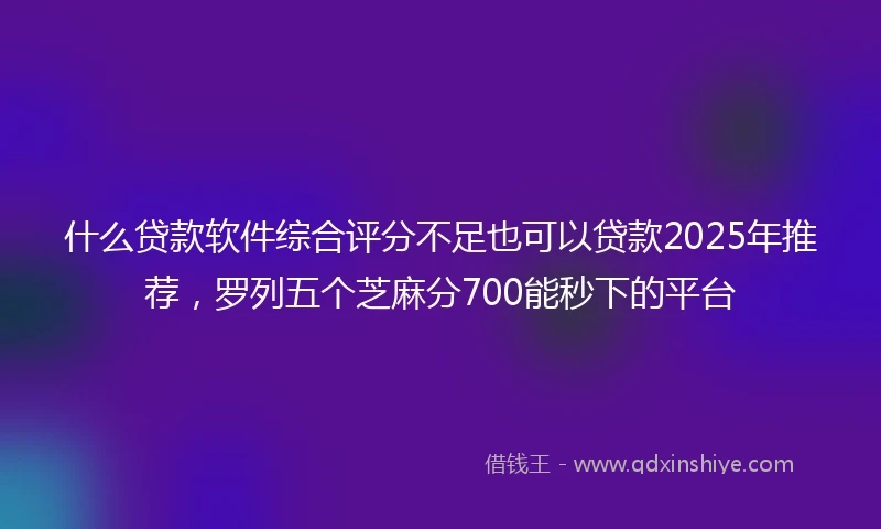 什么贷款软件综合评分不足也可以贷款2025年推荐，罗列五个芝麻分700能秒下的平台