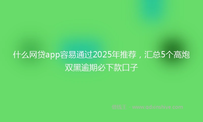 什么网贷app容易通过2025年推荐，汇总5个高炮双黑逾期必下款口子