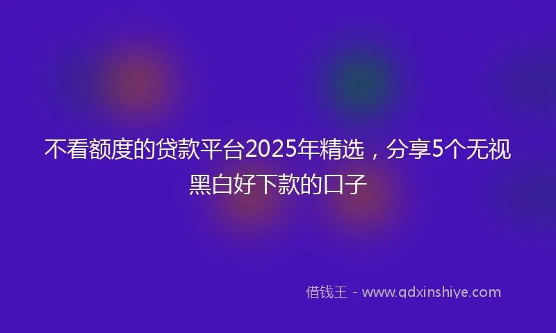 不看额度的贷款平台2025年精选，分享5个无视黑白好下款的口子