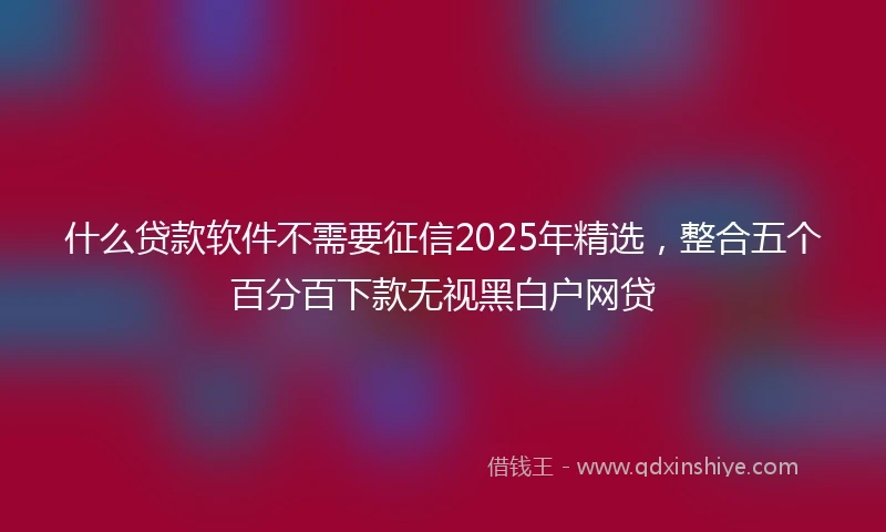 什么贷款软件不需要征信2025年精选，整合五个百分百下款无视黑白户网贷