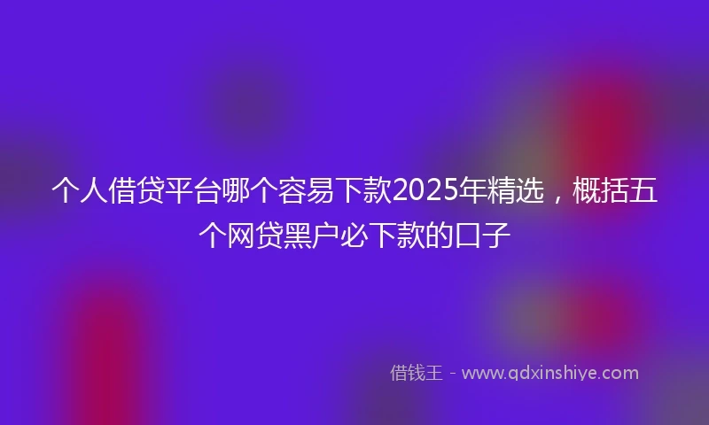 个人借贷平台哪个容易下款2025年精选，概括五个网贷黑户必下款的口子