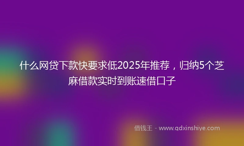 什么网贷下款快要求低2025年推荐，归纳5个芝麻借款实时到账速借口子