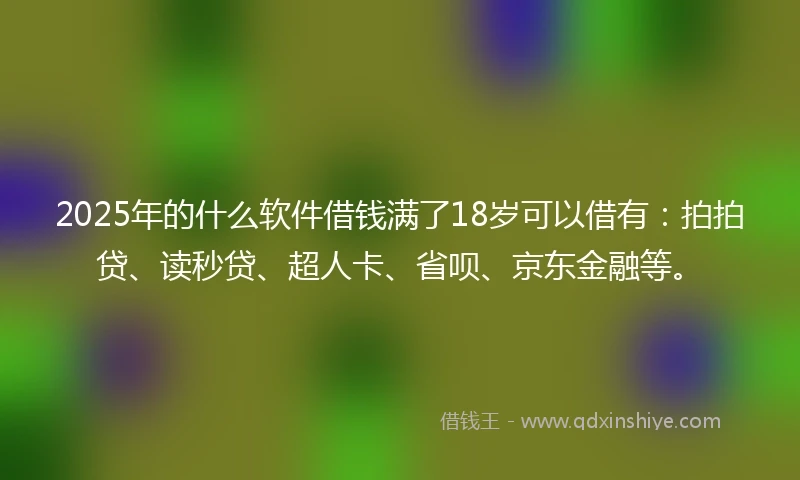 2025年的什么软件借钱满了18岁可以借有：拍拍贷、读秒贷、超人卡、省呗、京东金融等。