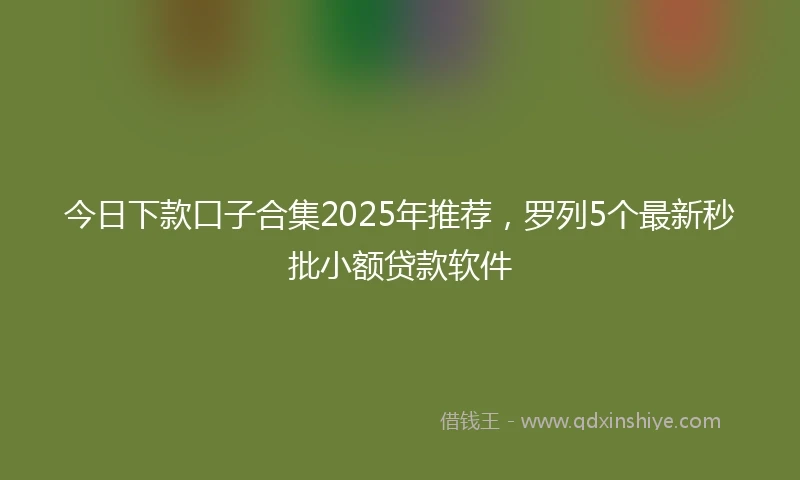 今日下款口子合集2025年推荐，罗列5个最新秒批小额贷款软件
