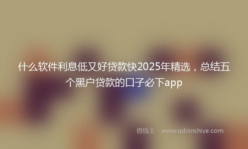 什么软件利息低又好贷款快2025年精选，总结五个黑户贷款的口子必下app