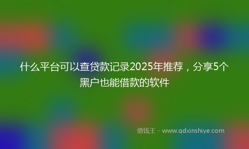 什么平台可以查贷款记录2025年推荐，分享5个黑户也能借款的软件