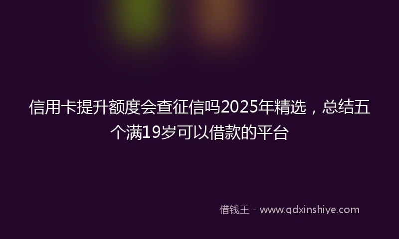 信用卡提升额度会查征信吗2025年精选，总结五个满19岁可以借款的平台