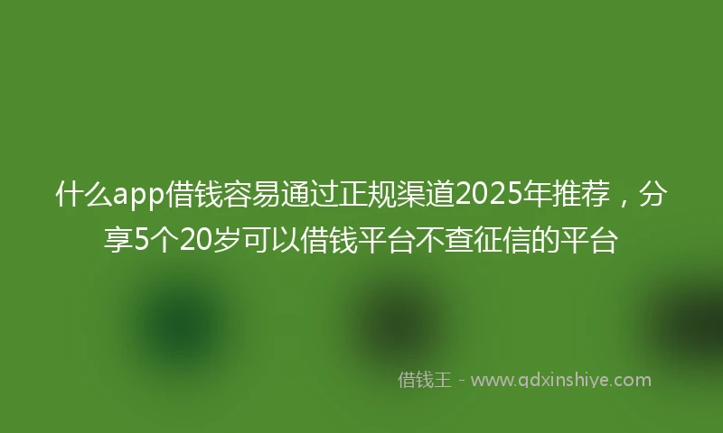 什么app借钱容易通过正规渠道2025年推荐，分享5个20岁可以借钱平台不查征信的平台