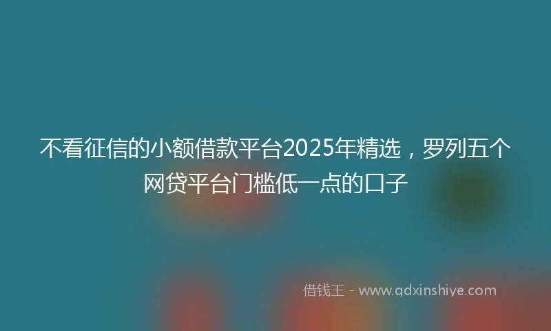不看征信的小额借款平台2025年精选，罗列五个网贷平台门槛低一点的口子