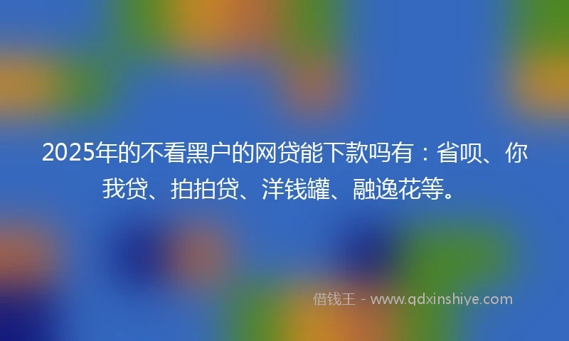 2025年的不看黑户的网贷能下款吗有：省呗、你我贷、拍拍贷、洋钱罐、融逸花等。
