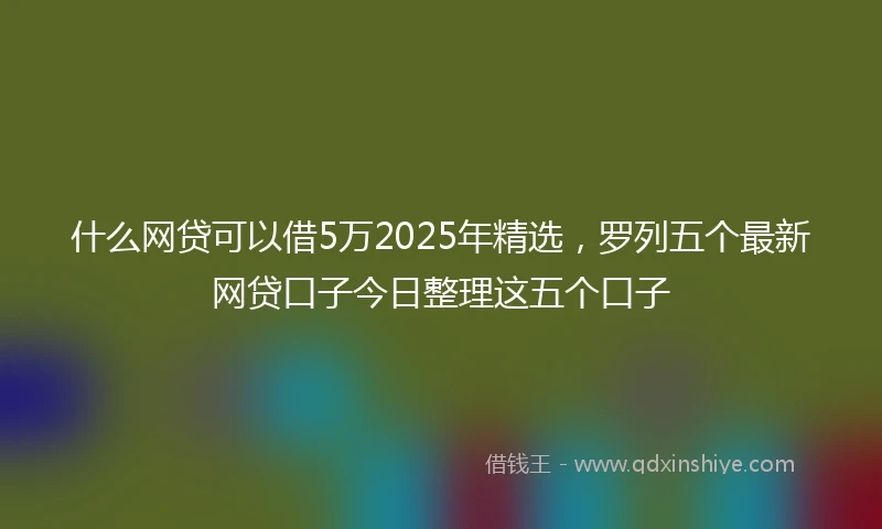 什么网贷可以借5万2025年精选，罗列五个最新网贷口子今日整理这五个口子