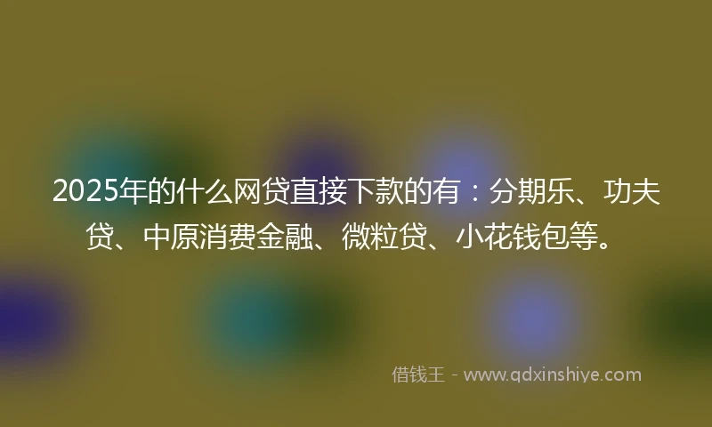 2025年的什么网贷直接下款的有：分期乐、功夫贷、中原消费金融、微粒贷、小花钱包等。