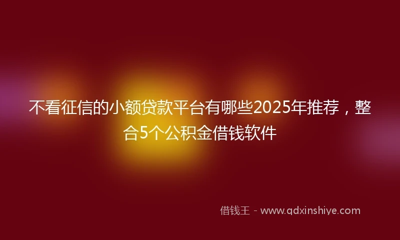 不看征信的小额贷款平台有哪些2025年推荐，整合5个公积金借钱软件