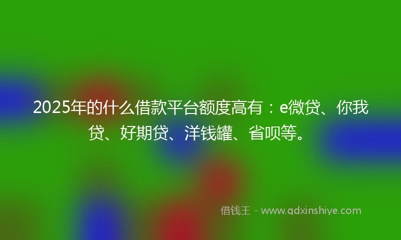 2025年的什么借款平台额度高有：e微贷、你我贷、好期贷、洋钱罐、省呗等。