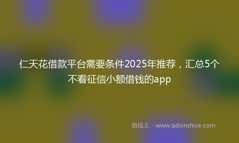 仁天花借款平台需要条件2025年推荐，汇总5个不看征信小额借钱的app