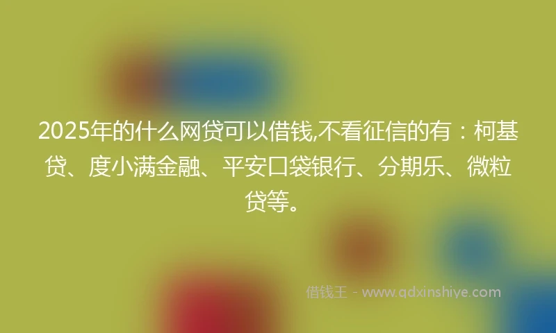 2025年的什么网贷可以借钱,不看征信的有：柯基贷、度小满金融、平安口袋银行、分期乐、微粒贷等。