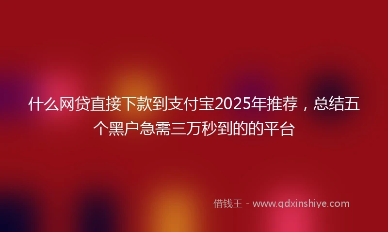 什么网贷直接下款到支付宝2025年推荐，总结五个黑户急需三万秒到的的平台