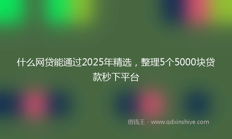 什么网贷能通过2025年精选，整理5个5000块贷款秒下平台