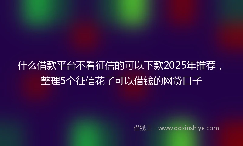 什么借款平台不看征信的可以下款2025年推荐，整理5个征信花了可以借钱的网贷口子