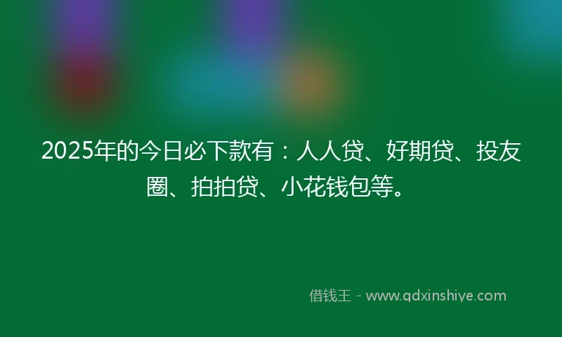 2025年的今日必下款有:人人贷、好期贷、投友圈、拍拍贷、小花钱包等。