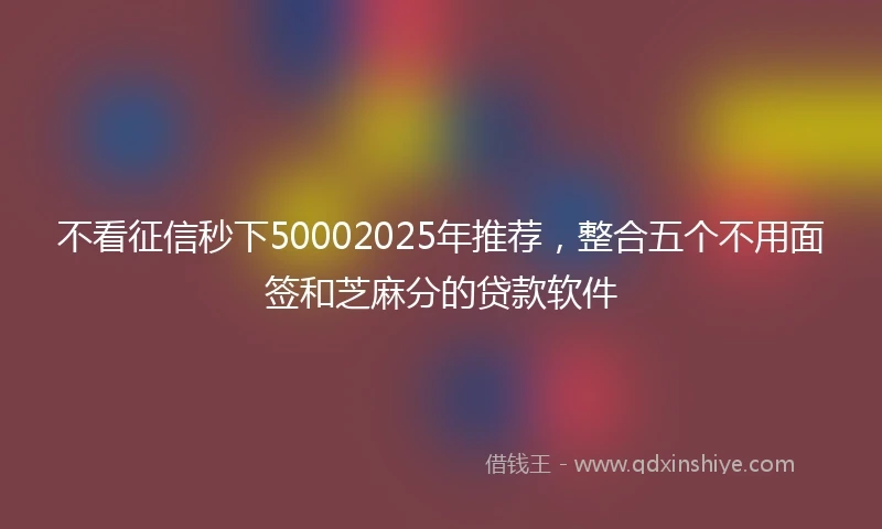 不看征信秒下50002025年推荐，整合五个不用面签和芝麻分的贷款软件