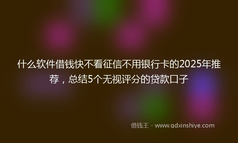 什么软件借钱快不看征信不用银行卡的2025年推荐，总结5个无视评分的贷款口子