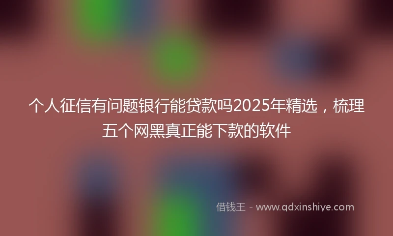 个人征信有问题银行能贷款吗2025年精选，梳理五个网黑真正能下款的软件