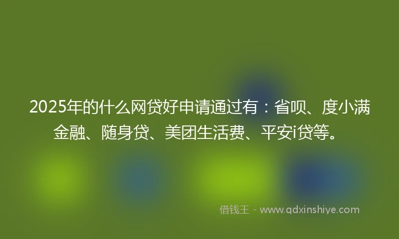 2025年的什么网贷好申请通过有：省呗、度小满金融、随身贷、美团生活费、平安i贷等。