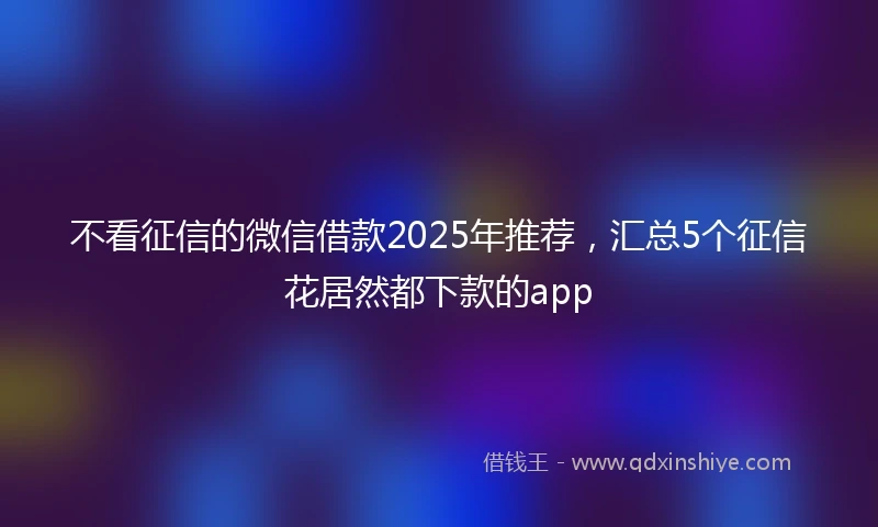 不看征信的微信借款2025年推荐，汇总5个征信花居然都下款的app