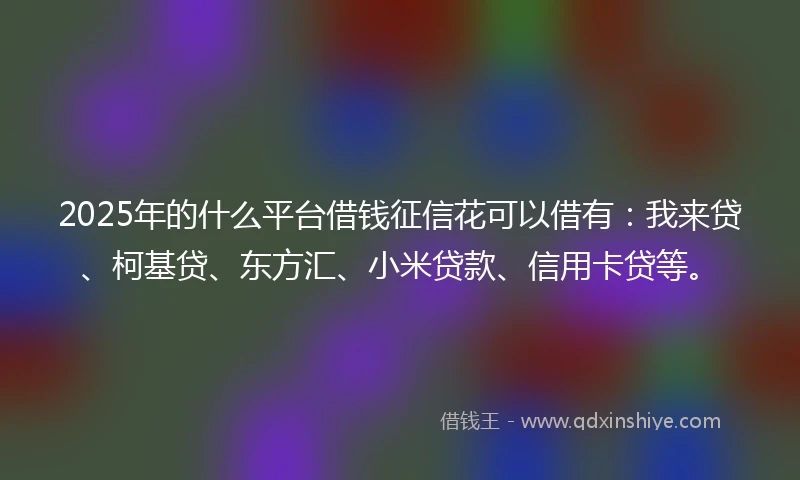 2025年的什么平台借钱征信花可以借有：我来贷、柯基贷、东方汇、小米贷款、信用卡贷等。