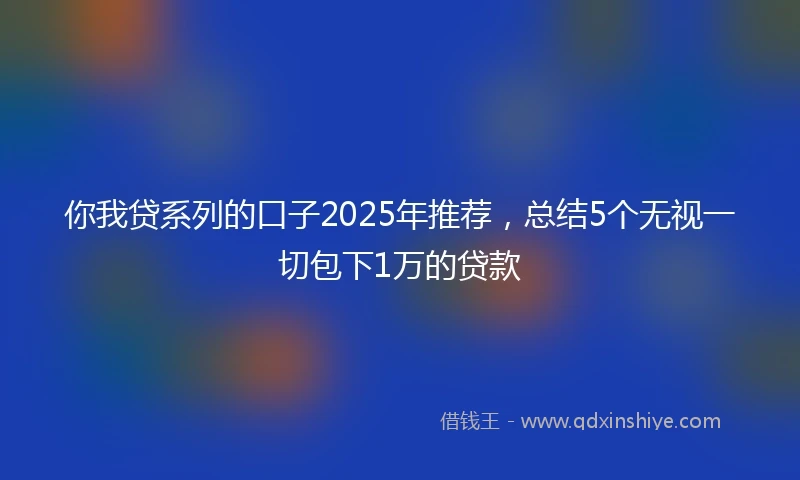 你我贷系列的口子2025年推荐，总结5个无视一切包下1万的贷款