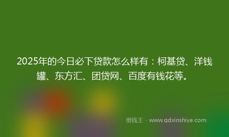 2025年的今日必下贷款怎么样有：柯基贷、洋钱罐、东方汇、团贷网、百度有钱花等。